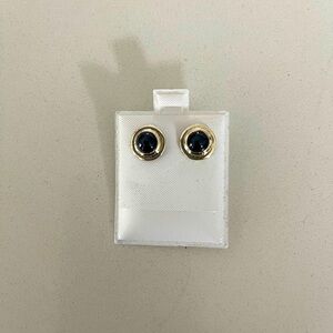 Unisex Sterling Silver 925 Cabachon Blue Star Sapphire Earrings